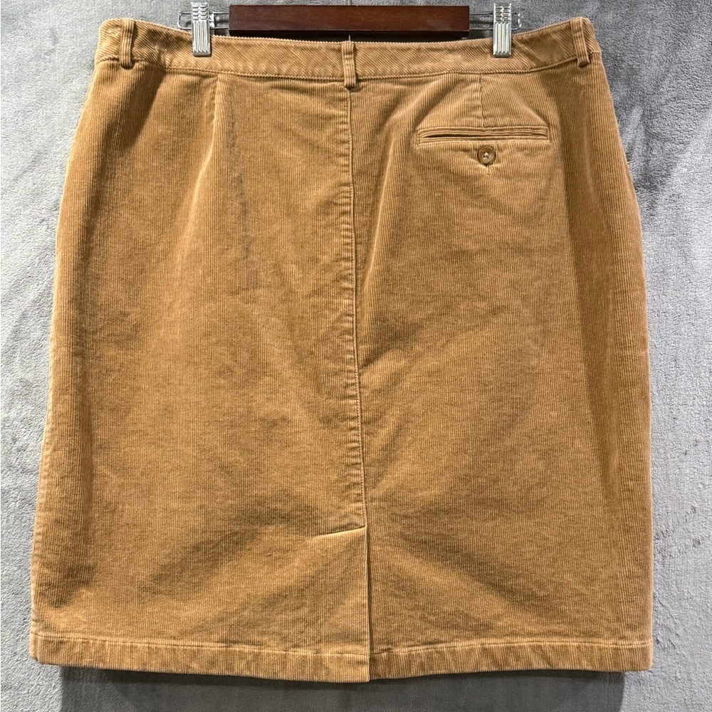 LL Bean Classic Fit Skirt Women’s Size 18 Tan Corduroy Hip Pocket Preppy - Picture 6 of 9
